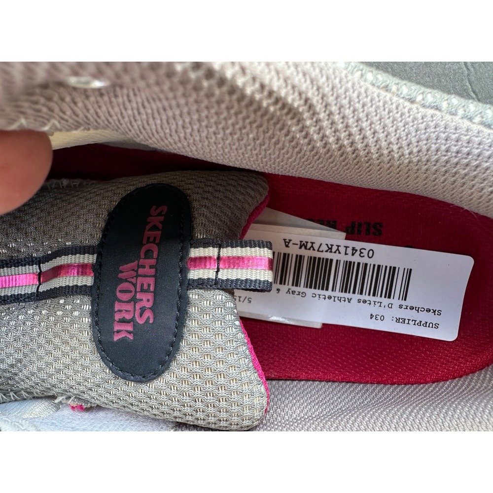 Skechers Work D'Lites Women Slip Resistant Safety Toe Athletic Shoes Gray Pink 9 - Picture 12 of 13